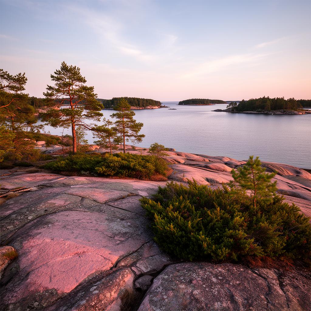Svenska skärgården i kvällsljus